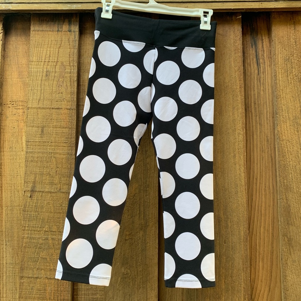 Lorna Jane Black White Polka Dot Crop Leggings